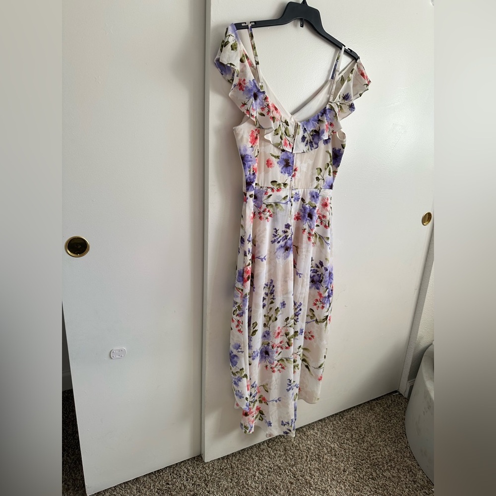Iz Byer Floral Jumpsuit with Blue and Pink Highlights - Picture 10 of 16